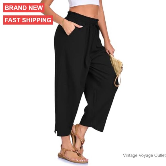 Wide Leg Harem Pants with Drawstring Waist and Pockets Casual Loose Fit - Picture 4 of 7